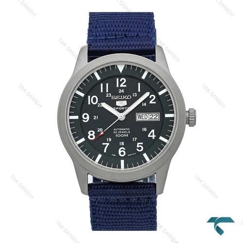 ساعت مچی سیکو 5 اسپرت مردانه سیلور بند برزنت سرمه ای Seiko-7510-G