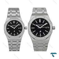 ساعت اودمار پیگه ست استیل صفحه مشکی ساده AP-7515-S