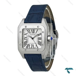 ساعت کارتیه سانتوس 100 زنانه بند چرم سرمه ای Cartier-7522-L