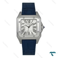 ساعت کارتیه سانتوس 100 زنانه بند چرم سرمه ای Cartier-7522-L