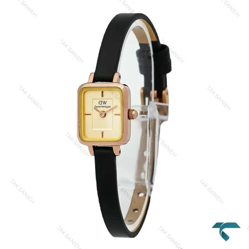 ساعت دنیل ولینگتون مینی مستطیلی رزگلد صفحه نباتی بند چرم DW-8723-L