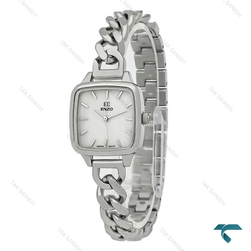 ساعت انزو بند کارتیه ای EC-3124 سیلور صفحه صدف Enzo-8728-L