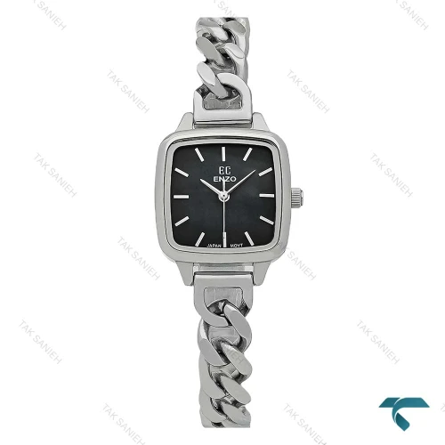 انزو زنانه بند کارتیه ای EC-3124 سیلور صفحه مشکی Enzo-8729-L