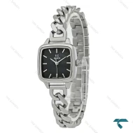 ساعت مچی انزو زنانه بند کارتیه ای EC-3124 سیلور صفحه مشکی Enzo-8729-L