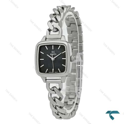 انزو زنانه بند کارتیه ای EC-3124 سیلور صفحه مشکی Enzo-8729-L