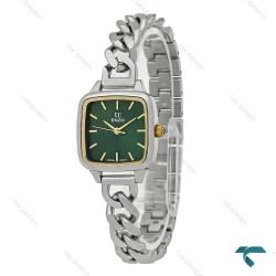 ساعت انزو اورجینال زنانه EC-3124 بند کارتیه ای دورنگ طلایی صفحه سبز Enzo-8733-L
