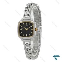 ساعت زنانه انزو EC-3124 بند کارتیه ای دورنگ طلایی صفحه مشکی Enzo-8734-L