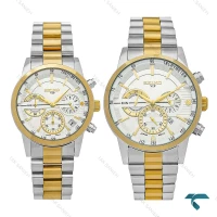 ست ساعت سیکو VIP سه موتوره کورنوگراف دورنگ طلایی Seiko-8736-S