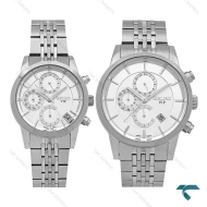 ست ساعت سیکو Vip سه موتوره کرنوگراف نقره ای Seiko-8738-S