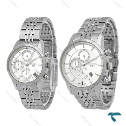 ست ساعت سیکو Vip سه موتوره کرنوگراف نقره ای Seiko-8738-S