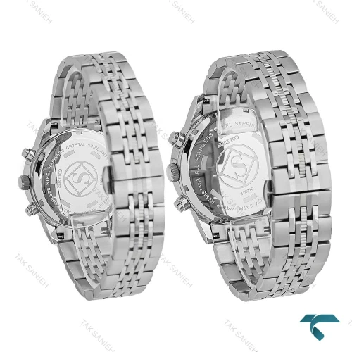 ست ساعت سیکو Vip سه موتوره کرنوگراف نقره ای Seiko-8738-S