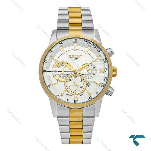 ساعت سیکو Vip مردانه سه موتوره دورنگ طلایی Seiko-8742-G