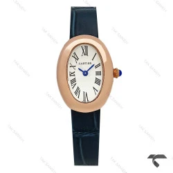 ساعت کارتیر Baignoire زنانه رزگلد بند سرمه ای Cartier-9845-L