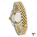 ساعت رولکس زنانه دورنگ طلایی پررنگین صفحه فیروزه ای Rolex-9859-L