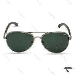 عینک دودی مردانه کارتیه CT2851-2 شیشه سبز دسته قهوه ای Cartier-9862-G