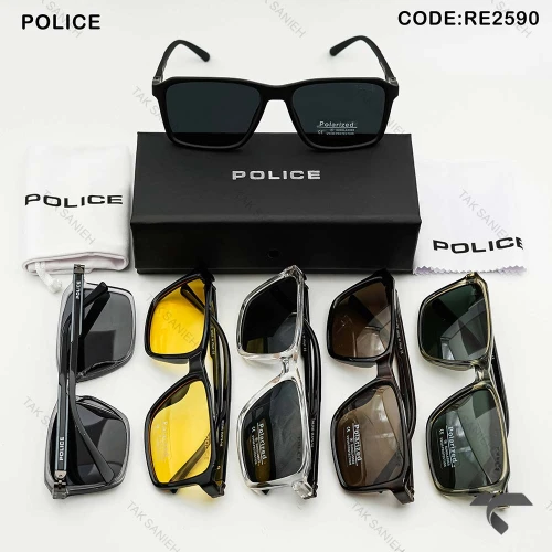 عینک دودی پلیس RE2590-1 مردانه دسته 360 درجه Police-10006-G