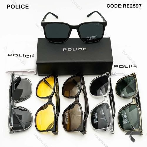 عینک آفتابی پلیس RE2597-6 دسته 360 درجه مردانه سبز Police-10029-G