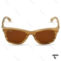 عینک دودی ریبن RB0502-6 فریم کائوچوبی طرح چوب RayBan-10063-U