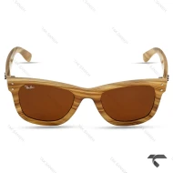 عینک دودی ریبن RB0502-6 فریم کائوچوبی طرح چوب RayBan-10063-U