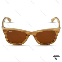 عینک دودی ریبن RB0502-6 فریم کائوچوبی طرح چوب RayBan-10063-U