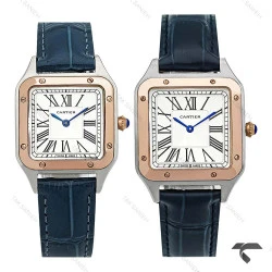 ساعت مچی ست کارتیه سانتوس دومونت دورنگ رزگلد سرمه ای Cartier-10614-S