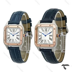 ساعت مچی ست کارتیه سانتوس دومونت دورنگ رزگلد سرمه ای Cartier-10614-S