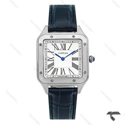 ساعت کارتیر سانتوس دومونت زنانه سیلور بند سرمه ای متوسط Cartier-10615-G
