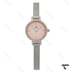ساعت دنیل ولینگتون مینی زنانه گرد حصیری سیلور صفحه صورتی DW-10617-L