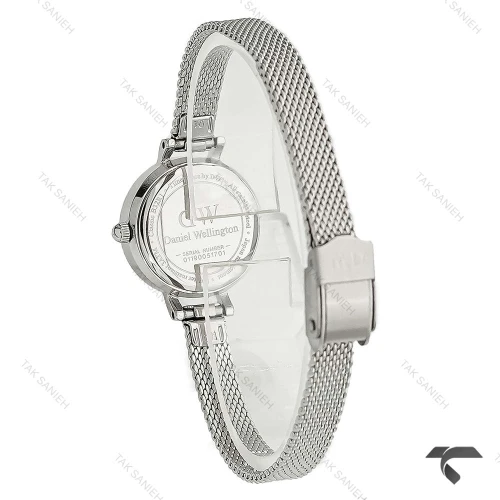 ساعت دنیل ولینگتون مینی زنانه گرد حصیری سیلور صفحه صورتی DW-10617-L