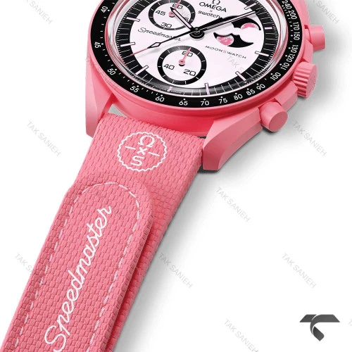 ساعت امگا سواچ ماموریت به ماه صورتی بند رابر جدید Swatch-10223-U