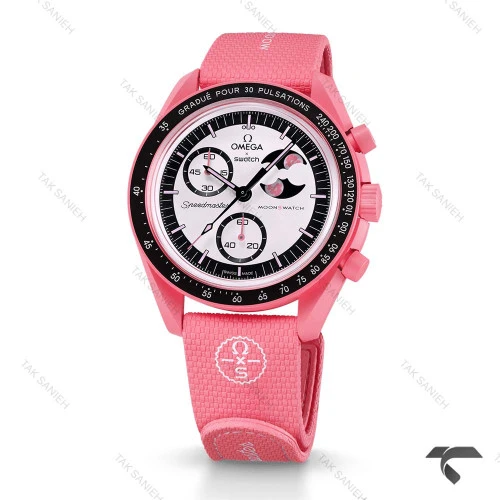 ساعت امگا سواچ ماموریت به ماه صورتی بند رابر جدید Swatch-10223-U