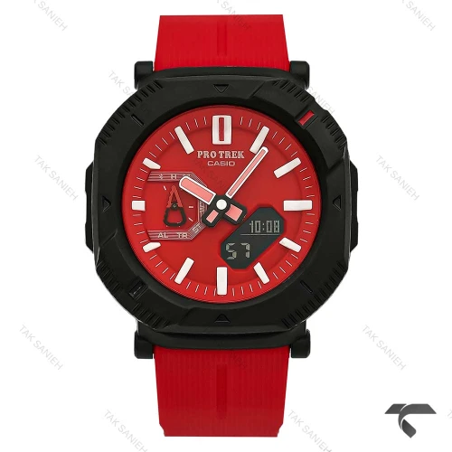 ساعت کاسیو پروترک مردانه قرمز مشکی بند رابر Protrek-10161-G
