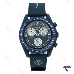 ساعت امگا سواچ مون واچ سرمه ای بند رابر Swatch-10197-U