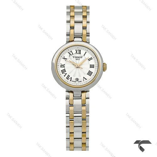 ساعت زنانه تیسوت Bellissima دورنگ طلایی ایندکس یونانی تقویم دار Tissot-10203-L