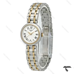 ساعت زنانه تیسوت Bellissima دورنگ طلایی ایندکس یونانی تقویم دار Tissot-10203-L