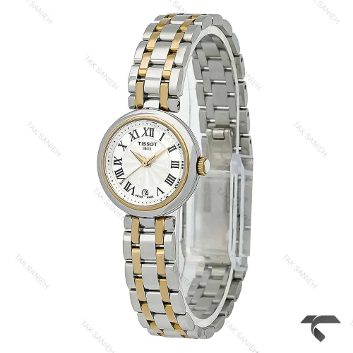 ساعت زنانه تیسوت Bellissima دورنگ طلایی ایندکس یونانی تقویم دار Tissot-10203-L
