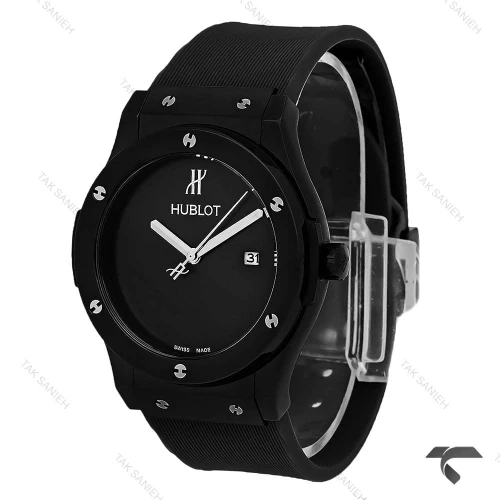ساعت هابلوت مردانه صفحه مهندسی فول مشکی Hublot-10444-G
