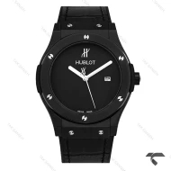 ساعت هابلوت مردانه صفحه مهندسی مشکی بند چرم Hublot-10445-G