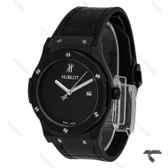 ساعت هابلوت مردانه صفحه مهندسی مشکی بند چرم Hublot-10445-G