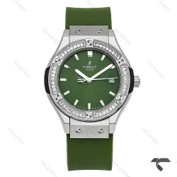 ساعت هابلوت زنانه سیلور سبز دورنگین Hublot-10446-L