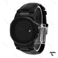 ساعت پتک فیلیپ Nautilus مردانه صفحه مهندسی بند چرم مشکی Patek-10451-G