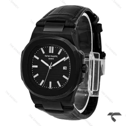 ساعت پتک فیلیپ ناتیلوس بند چرمی مردانه فول مشکی Patek-10452-G