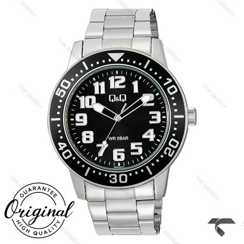 ساعت مچی مردانه کیو اند کیو Q60B-001PY سیلور صفحه مشکی QQ-10533-G