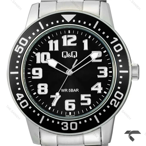 ساعت مچی مردانه کیو اند کیو Q60B-001PY سیلور صفحه مشکی QQ-10533-G