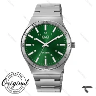 ساعت مچی مردانه کیو اند کیو Q70B-004PY قاب گرد بند فلزی صفحه سبز QQ-10538-G