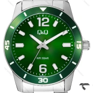 ساعت مردانه کیو اند کیو Q85B-003PY نقره ای صفحه سبز QQ-10541-G