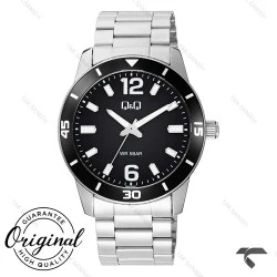 ساعت کیو اند کیو مردانه Q85B-005PY کلاسیک بند استیل صفحه مشکی QQ-10543-G