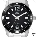 ساعت کیو اند کیو مردانه Q85B-005PY کلاسیک بند استیل صفحه مشکی QQ-10543-G