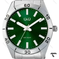 ساعت کیو اند کیو مردانه Q86B-003PY کلاسیک بند استیل صفحه سبز QQ-10546-G