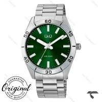 ساعت کیو اند کیو مردانه Q86B-003PY کلاسیک بند استیل صفحه سبز QQ-10546-G